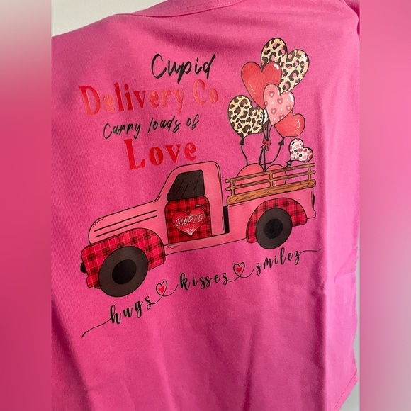 No Boundaries Custom Pink Valentine’s Day Cupid Scoop Tee Juniors Small (3-5) - Picture 11 of 13